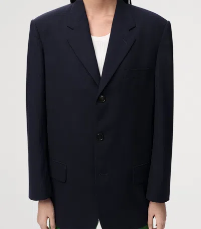 Loewe Wool Single-breasted Blazer In Blue