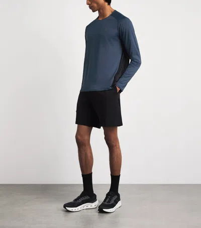 On Performance Lg-sleeve Running T-shirt In Blue