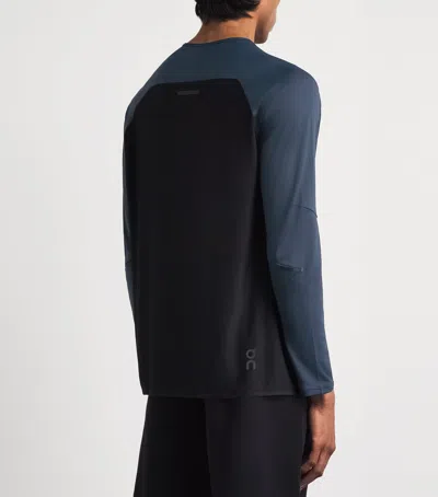 On Performance Lg-sleeve Running T-shirt In Blue