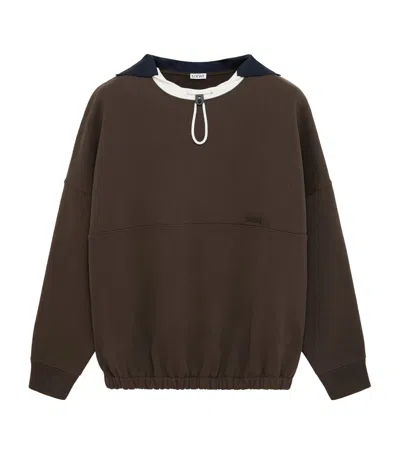 Loewe Cotton-blend Drawstring Sweatshirt In Burgundy