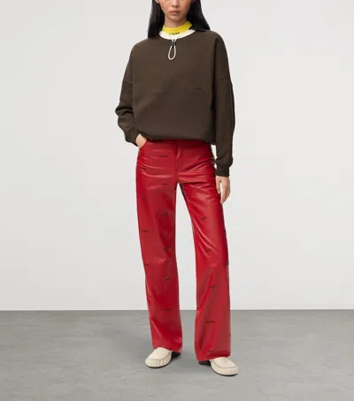 Loewe Cotton-blend Drawstring Sweatshirt In Burgundy