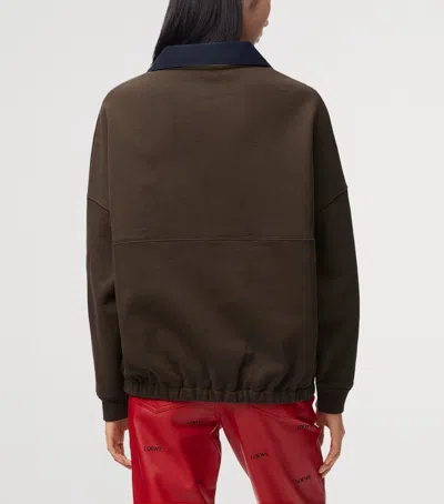 Loewe Cotton-blend Drawstring Sweatshirt In Burgundy