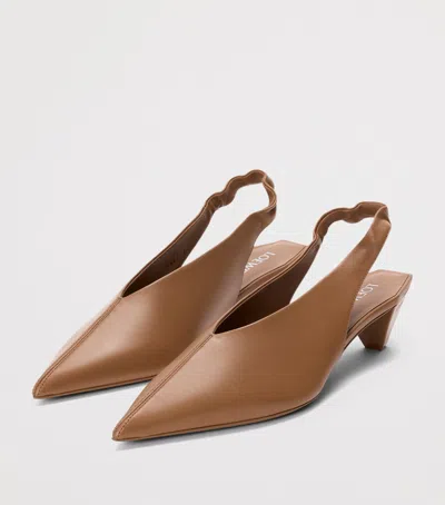 Loewe Origami Cubic 45 Slingback Pumps In Nappa Leather In Brown