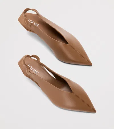 Loewe Origami Cubic 45 Slingback Pumps In Nappa Leather In Brown