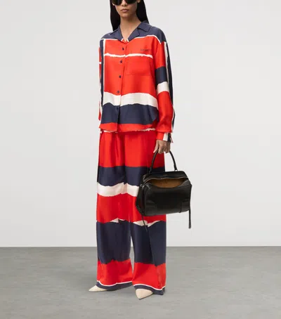 Loewe Printed Silk Twill Wide-leg Pants In Multi