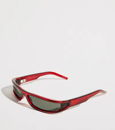 Rick Owens Fog Rectangular Sunglasses In Red