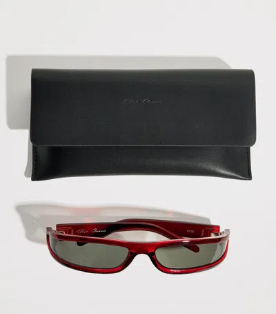 Rick Owens Fog Rectangular Sunglasses In Red