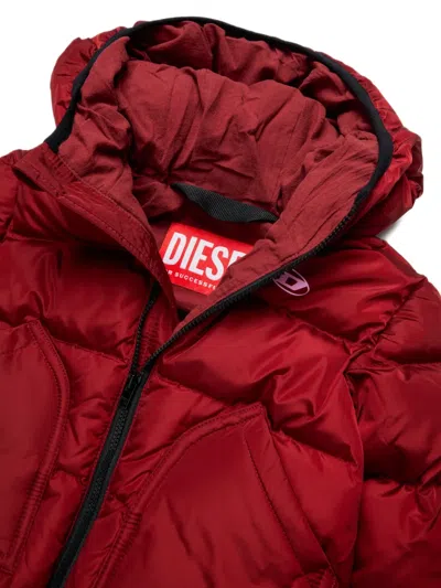 Diesel Logo-patch Padded Jacket In Red