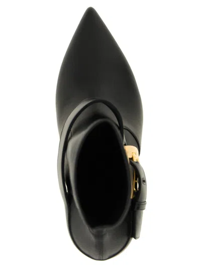 Balmain Black Anthem Stretch Leather Ankle Boots In Black