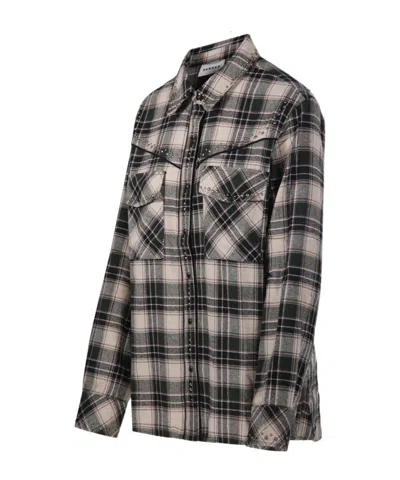 P.a.r.o.s.h Stud-embellished Checked Shirt In Gray