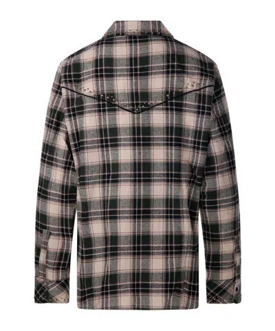 P.a.r.o.s.h Stud-embellished Checked Shirt In Gray