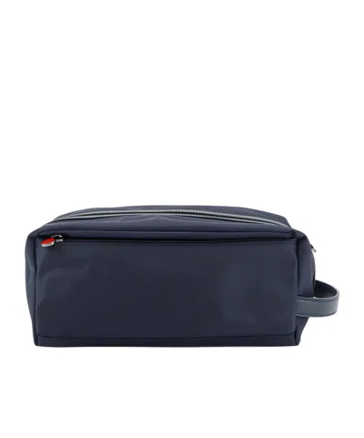 Kiton Logo-plaque Side-handle Clutch Bag In Blue