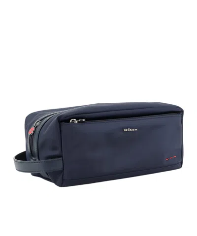 Kiton Logo-plaque Side-handle Clutch Bag In Blue