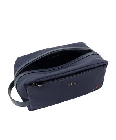 Kiton Logo-plaque Side-handle Clutch Bag In Blue