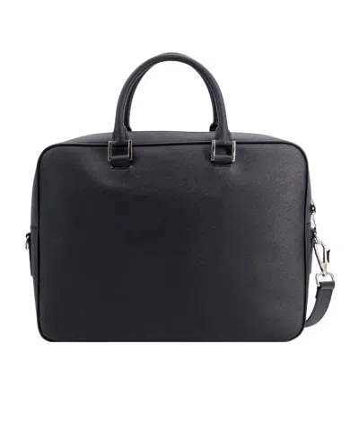 Kiton Logo Plaque Zipped Laptop Bag In Black