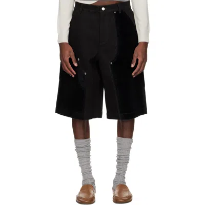 Andersson Bell Patchwork Cargo Shorts In Black