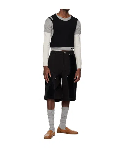 Andersson Bell Patchwork Cargo Shorts In Black