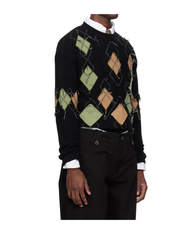 Andersson Bell Diamond-patterned Crew Neck Sweater In Black