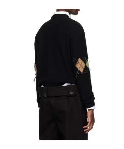 Andersson Bell Diamond-patterned Crew Neck Sweater In Black