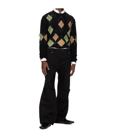 Andersson Bell Diamond-patterned Crew Neck Sweater In Black