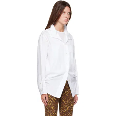 R13 White Tall Collar Boyfriend Button Up Shirt In White