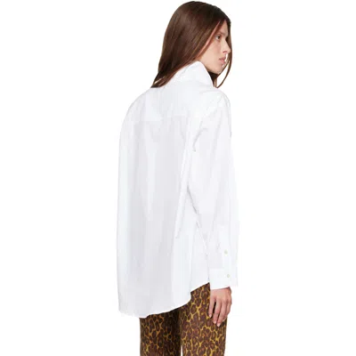 R13 White Tall Collar Boyfriend Button Up Shirt In White