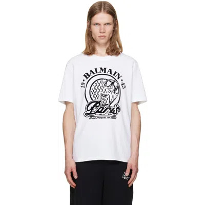 Balmain Short Sleeve Crew Neck Graphic Shirt In Multi