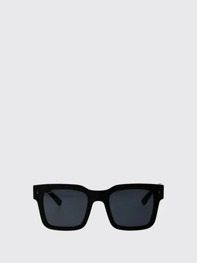 Dsquared2 Icon Rectangular Black Acetate Sunglasses With Applied Logo In Black