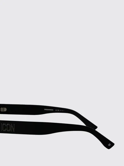 Dsquared2 Icon Rectangular Black Acetate Sunglasses With Applied Logo In Black