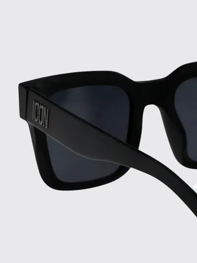 Dsquared2 Icon Rectangular Black Acetate Sunglasses With Applied Logo In Black