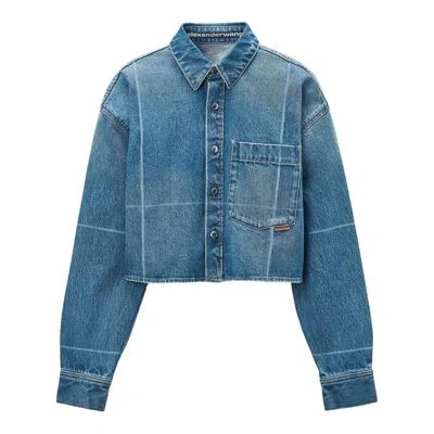 Alexander Wang Cropped Button Down Shirt In Multi
