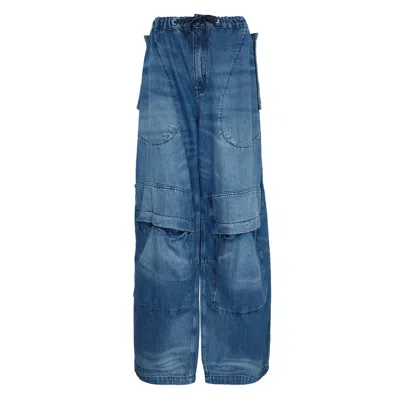 Alexander Wang Oversized Low-rise Cargo Jeans In Blue