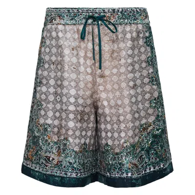 Amiri Multicolor Bandana Silk Bermuda In Green