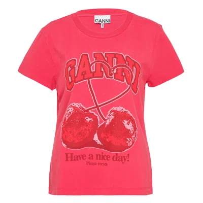 Ganni Red Baby Fit Future Cherry T-shirt