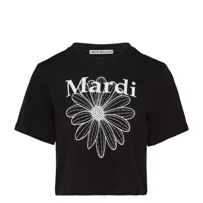 Mardi Mercredi Cropped Basic T-shirt Flowermardi In Black