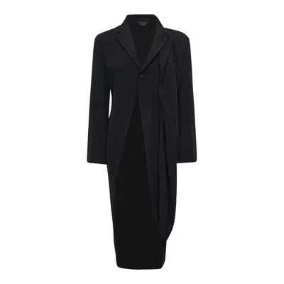 Comme Des Garçons Wool Gabardine Medium Coat In Black