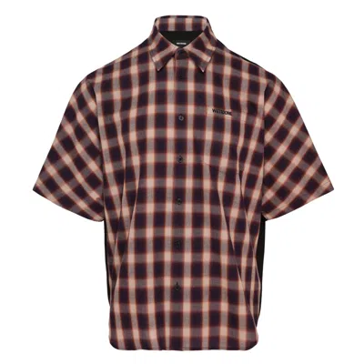 We11 Done Red Dolmancheck-pattern Panelled Shirt In Multi