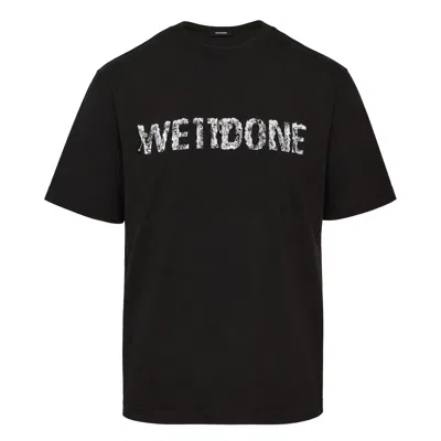 We11 Done Black Lace Pattern Logo Tee In Black