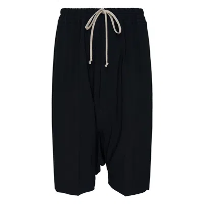 Rick Owens Drawstring Drop-crotch Shorts In Black