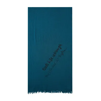 Y's Oversized Fringe-trim Scarf In Blue
