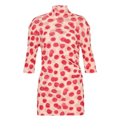 Stella Mccartney Raspberry Printed Mesh Top In Multi