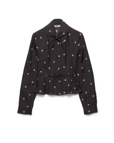 Prada Washed Silk Shirt In Pink