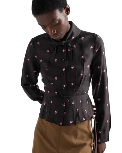 Prada Washed Silk Shirt In Pink