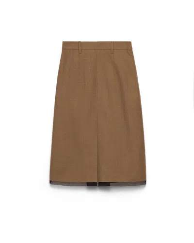 Prada Wool Midi-skirt In Brown