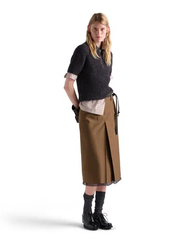 Prada Wool Midi-skirt In Brown