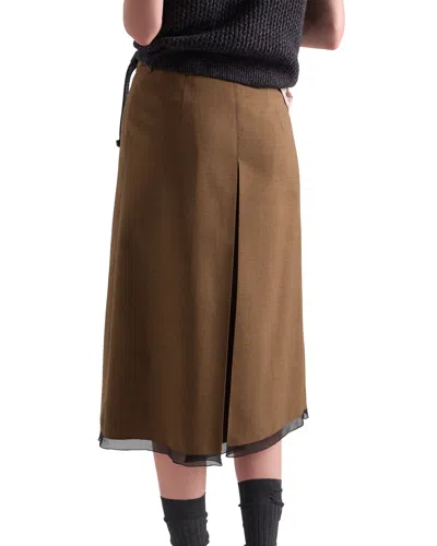 Prada Wool Midi-skirt In Brown