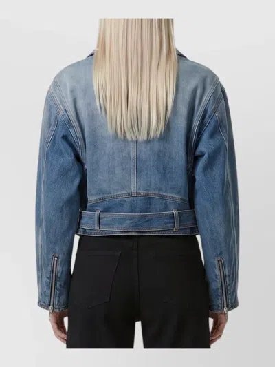 Alaïa Denim Jacket Reversible Design Buckle Belt In Blue