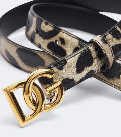Dolce & Gabbana Leopard-print Leather Belt In Multi
