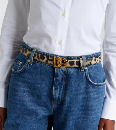 Dolce & Gabbana Leopard-print Leather Belt In Multi