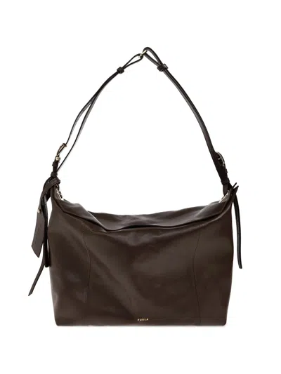 Furla Rectangular Shoulder Bag In Smooth Leather In Marrone